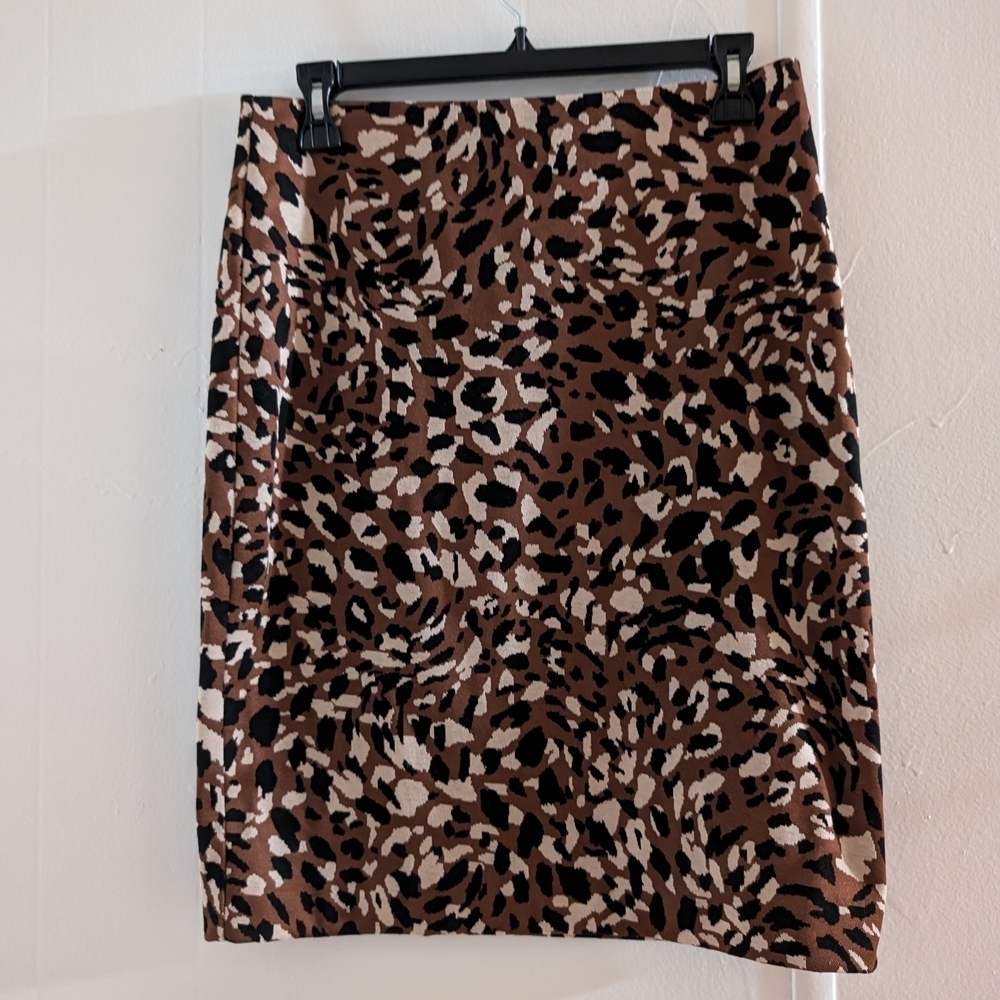 Ann Taylor Animal Print Pencil Skirt - Brown and Black